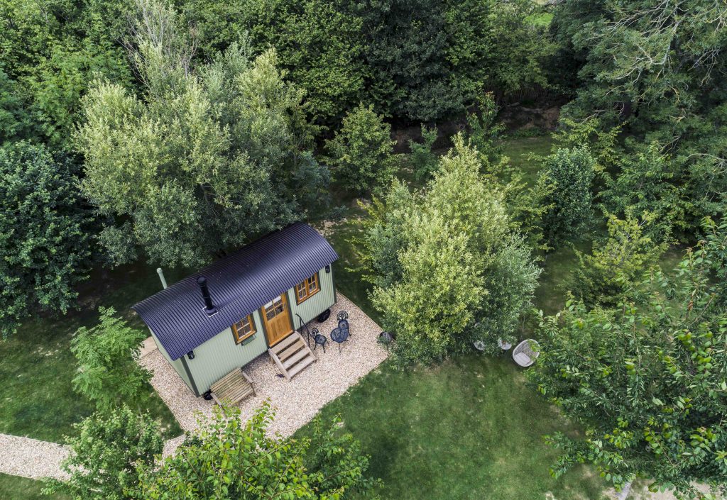 Jessie the Shepherds Hut as viewed from above