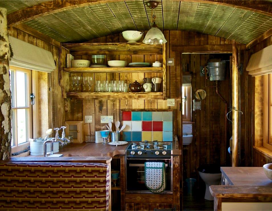 Inside the cabin at Loose Reins, Dorset