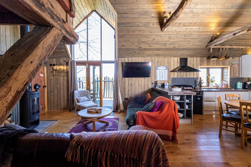 Inside the treehouse accommodation