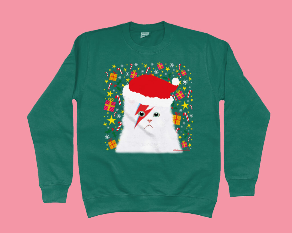 Bowie Cat Christmas jumper from Childstar Samantha