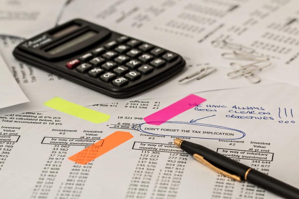 Calculator and financial documents