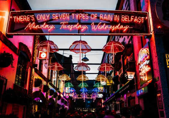The Umbrella Street in Belfast, Northern Ireland